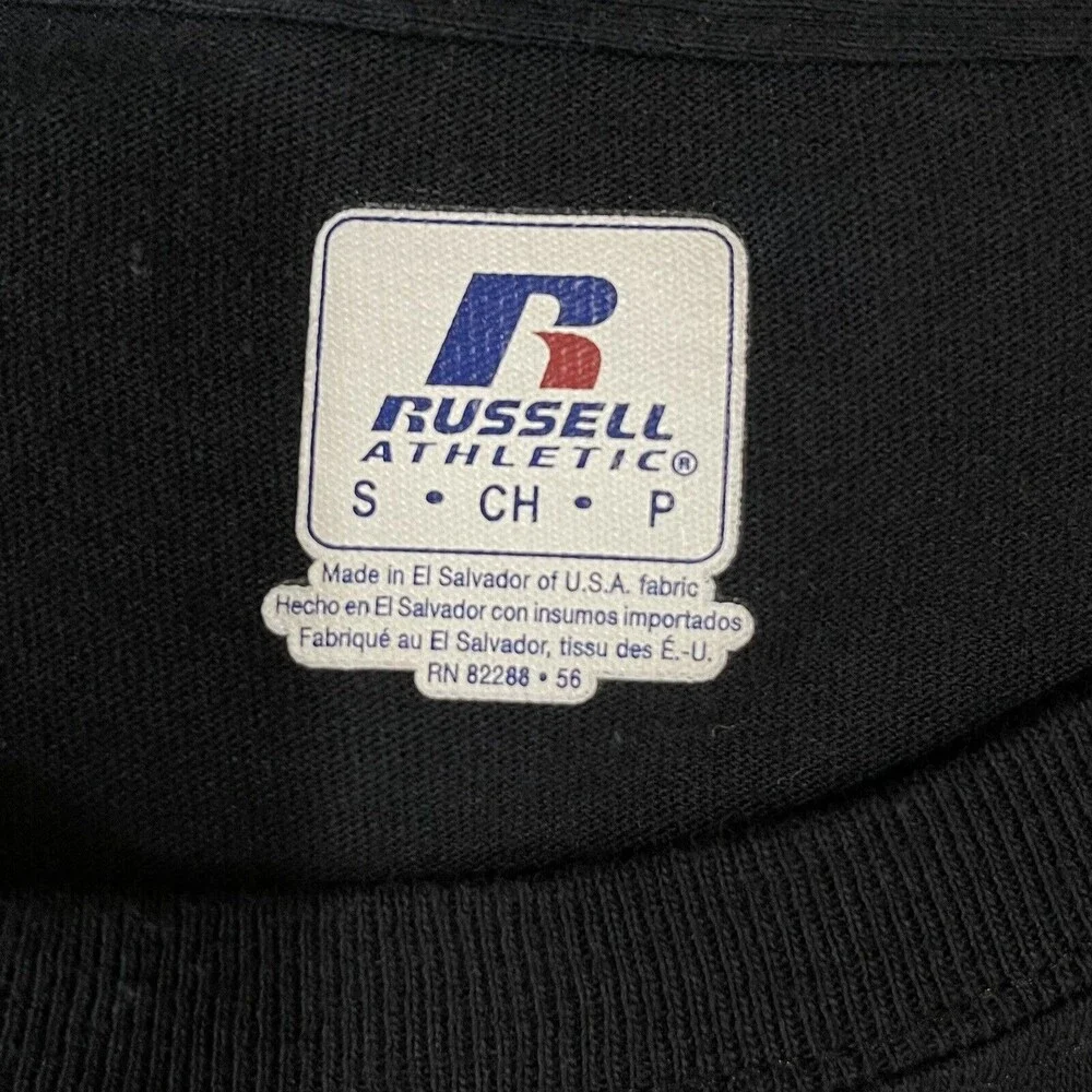 Russell Athletic Mens Small Black Long Sleeve Cotton T-Shirt